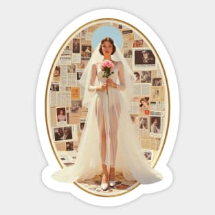 Eternal Promise Surreal Glamour Portrait Classic Veil and Modern Bridal Silhouette Design Sticker